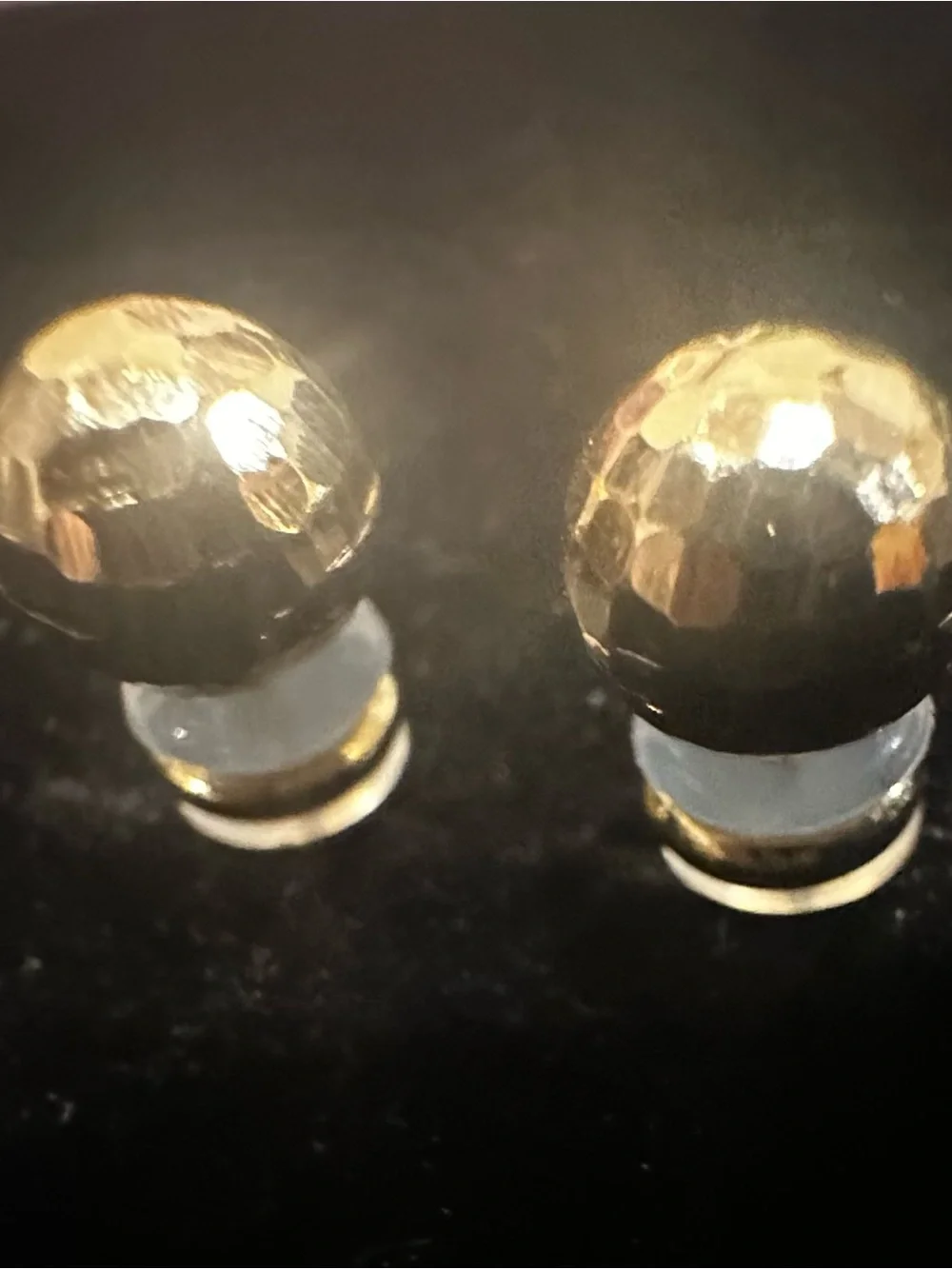 New 14K Solid Gold Earrings Ball disco diamond cut solid 14K gold earrings